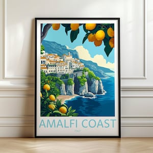 Amalfi Coast Italy Travel Poster: Italian Riviera Wall Art