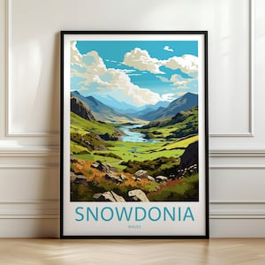 Snowdonia National Park Print: Retro Welsh Landscape Poster