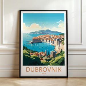 Dubrovnik Reise-Druck, Kroatien Urlaub Wandkunst, Dubrovnik Reise-Plakat, Adriatische Küste Landschaft Dekor, Retro Reise-Druck, Memory Wall