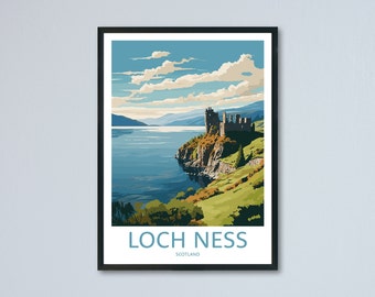 Loch Ness Travel Print, Scottish Highlands Poster, Scottish Landscape Home Decor, Wall Art, Retro Travel Print, Memory Wall Travel Wall