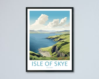 Isle of Skye Travel Print, Isle of Skye Wall Art, Skye Travel Poster, Scottish Islands Art, Retro Travel Print, Memory Wall, Travel Wall