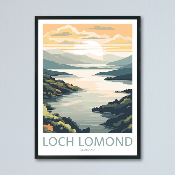 Loch Lomond Travel Print, Scotland Travel Art, Loch Lomond Poster, Loch Lomond Wall Art, Retro Travel Print, Memory Wall, Travel Wall