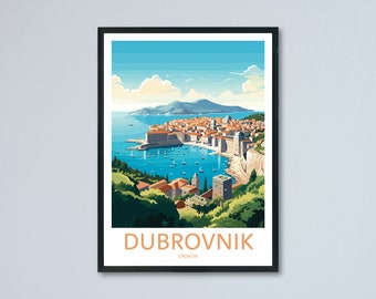 Dubrovnik Travel Print, Croatia Holiday Wall Art, Dubrovnik Travel Poster, Adriatic Coast Landscape Decor, Retro Travel Print, Memory Wall