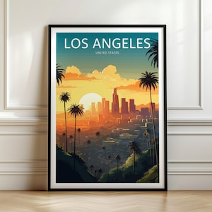 Stampa di viaggio di Los Angeles, poster di viaggio di Los Angeles, arte murale di Los Angeles, decorazione murale di Los Angeles, amante dei viaggi, muro della memoria, muro di viaggio