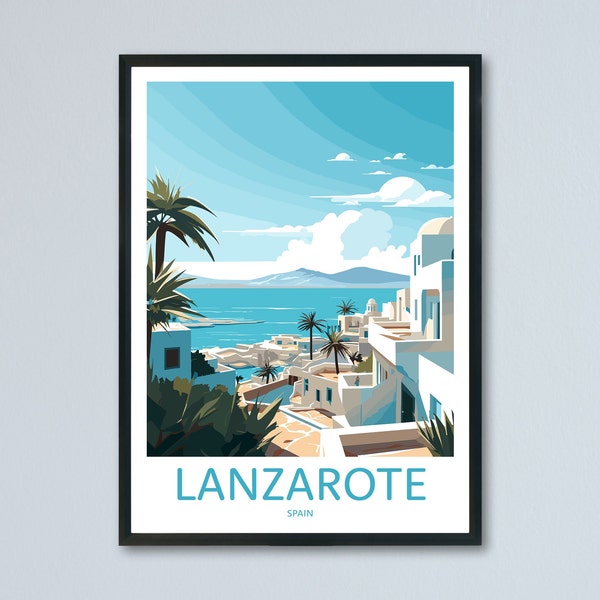 Lanzarote Travel Print, Lanzarote Wall Art, Lanzarote Travel Poster, Canary Islands Home Decor, Retro Travel Print, Memory Wall, Travel Wall