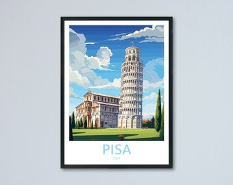 Leaning Tower of Pisa Travel Print Wall Art, Pisa Travel Poster, Italy Travel Art, Pisa Poster, Retro Travel Print, Memory Wall, Travel Wall