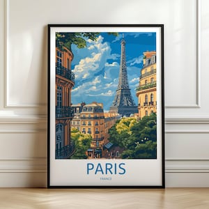 Impresión de viaje a París, arte de pared, Torre Eiffel, póster de París, decoración de pared de París, regalo de inauguración de la casa de cumpleaños de aniversario, esposo, esposa y amigo
