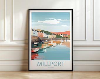 Millport Travel Print, Isle of Cumbrae Wall Art, Millport Travel Poster, Scottish Travel Art, Retro Travel Print, Memory Wall, Travel Wall