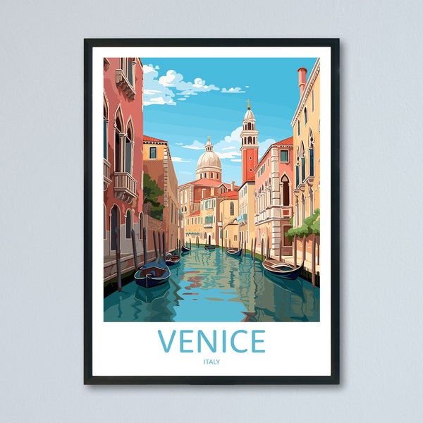 Impression d'art mural voyage à Venise, affiche de voyage à Venise, art mural voyage en Italie, art en gondole de Venise, impression voyage rétro, mur souvenir, mur voyage