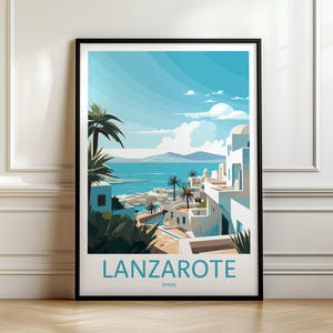 Stampa di viaggio Lanzarote, arte murale Lanzarote, poster di viaggio Lanzarote, arredamento per la casa delle isole Canarie, stampa di viaggio retrò, muro della memoria, muro di viaggio