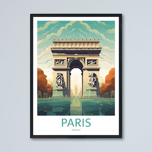 Impresión de viaje a París, Arte mural de París, Póster del Arco del Triunfo, Póster de viaje a París, Arte mural de París, Arco del Triunfo, Póster de viaje, Mural de viaje