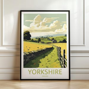 Yorkshire Dales Travel Poster, Yorkshire Landscape Art, English Wall Art, Yorkshire Home Decor, Yorkshire Illustration, Memory Travel Wall