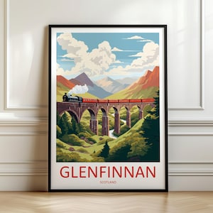 Impression de voyage viaduc de Glenfinnan Loch Shiel, art du paysage écossais, affiche des Highlands, cadeau d'anniversaire, ami mari femme fils
