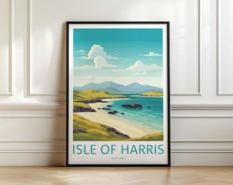 Isle of Harris Travel Print, Harris Wall Art, Isle of Harris Travel Poster, Harris Lewis Art, Retro Travel Print, Memory Wall, Travel Wall