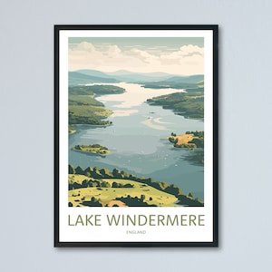 Lake Windermere Reiseplakat, Seenplatte, englische Landschaft, Lake Windermere, Reiseplakat, Erinnerungswand