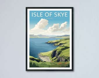 Isle of Skye Travel Print, Isle of Skye Wall Art, Skye Travel Poster, Scottish Islands Art, Retro Travel Print, Memory Wall, Travel Wall