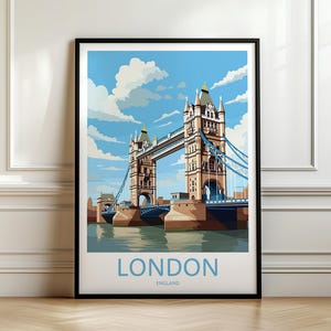 Tower Bridge Travel Print, London Tower Bridge Poster Print, London Wall Art, London Wall Decor, Holiday Memory Illustration, Travel Wall