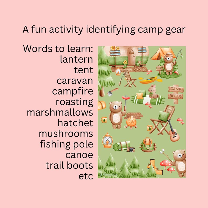 Forest Bear Camp Poster Printable Baby Kids Room Wall Decor Etsy