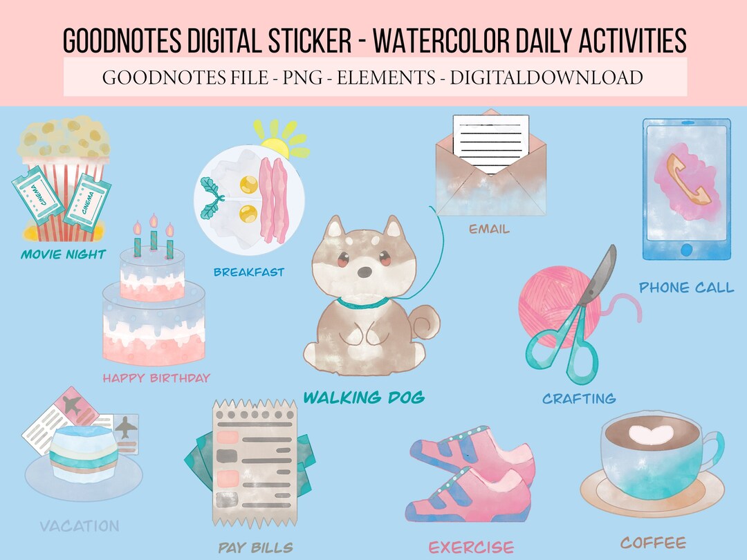 Everyday Goodnotes 5 6 Stickers PNG Files Stickers Digital Planner ...