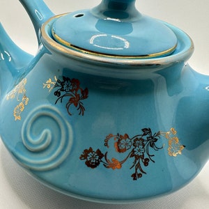 Vintage Pearl China Teapot Blue and Gold