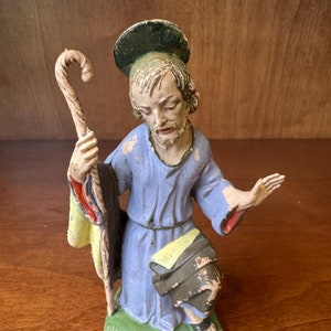 Vintage Fontanini Italy Depose Christmas Nativity Joseph Kneeling #1 Spider Mark