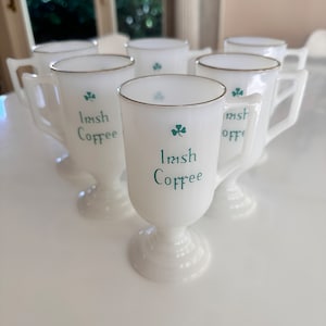 Vintage Milk Glass Irish Coffee Mugs by Federal Glass Set of 6