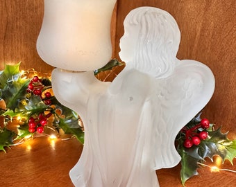 Vintage L.E. Smith Glass Angel Votive Candle Holder MCM