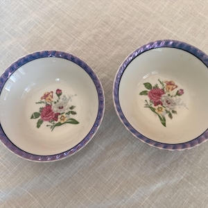 Two vintage floral lusterware bowls MCM
