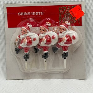Vintage Santa Claus Pick Ornaments by Shiny Brite TWO PACKS New in Packge