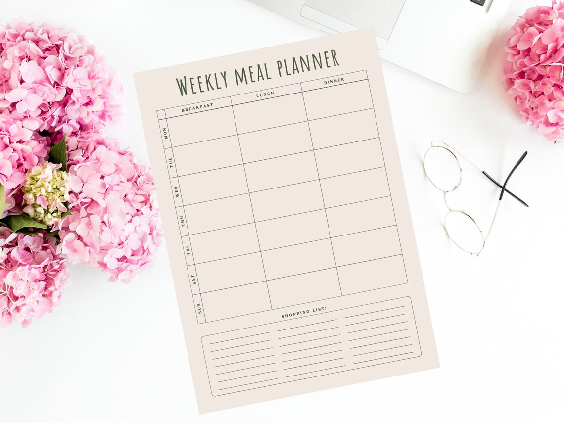 Weekly Meal Planner Printable Grocery List Planner, Meal Prep, Menu ...
