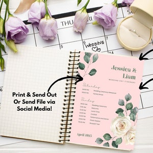 Piano dell'itinerario del giorno del matrimonio PERSONALIZZATO PDF / Download IMMEDIATO / Stampa digitale