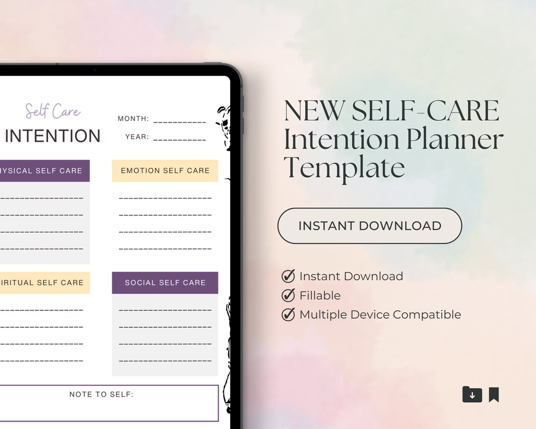 Minimal Selfcare Intention Planner Printable, Daily to Do List for