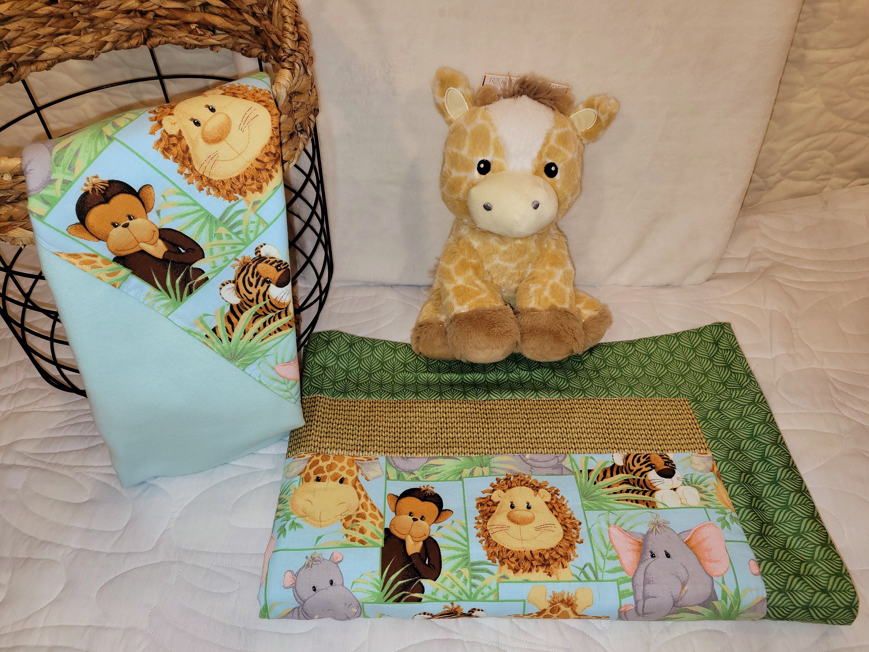 Jungle Safari Baby Blanket, Safari Nursery Bedding, Giraffe, Lion ...