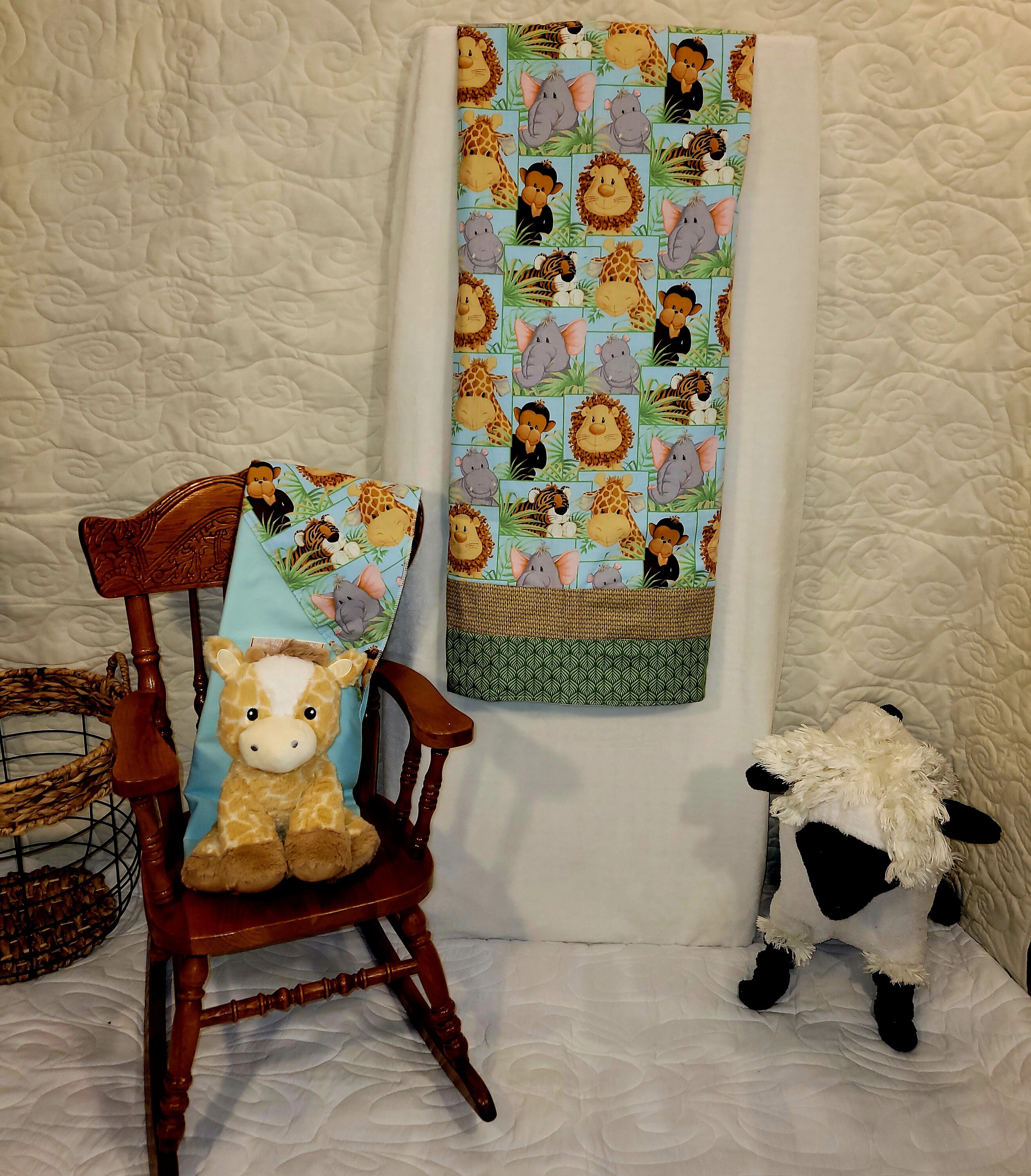 Jungle Safari Baby Blanket, Safari Nursery Bedding, Giraffe, Lion ...
