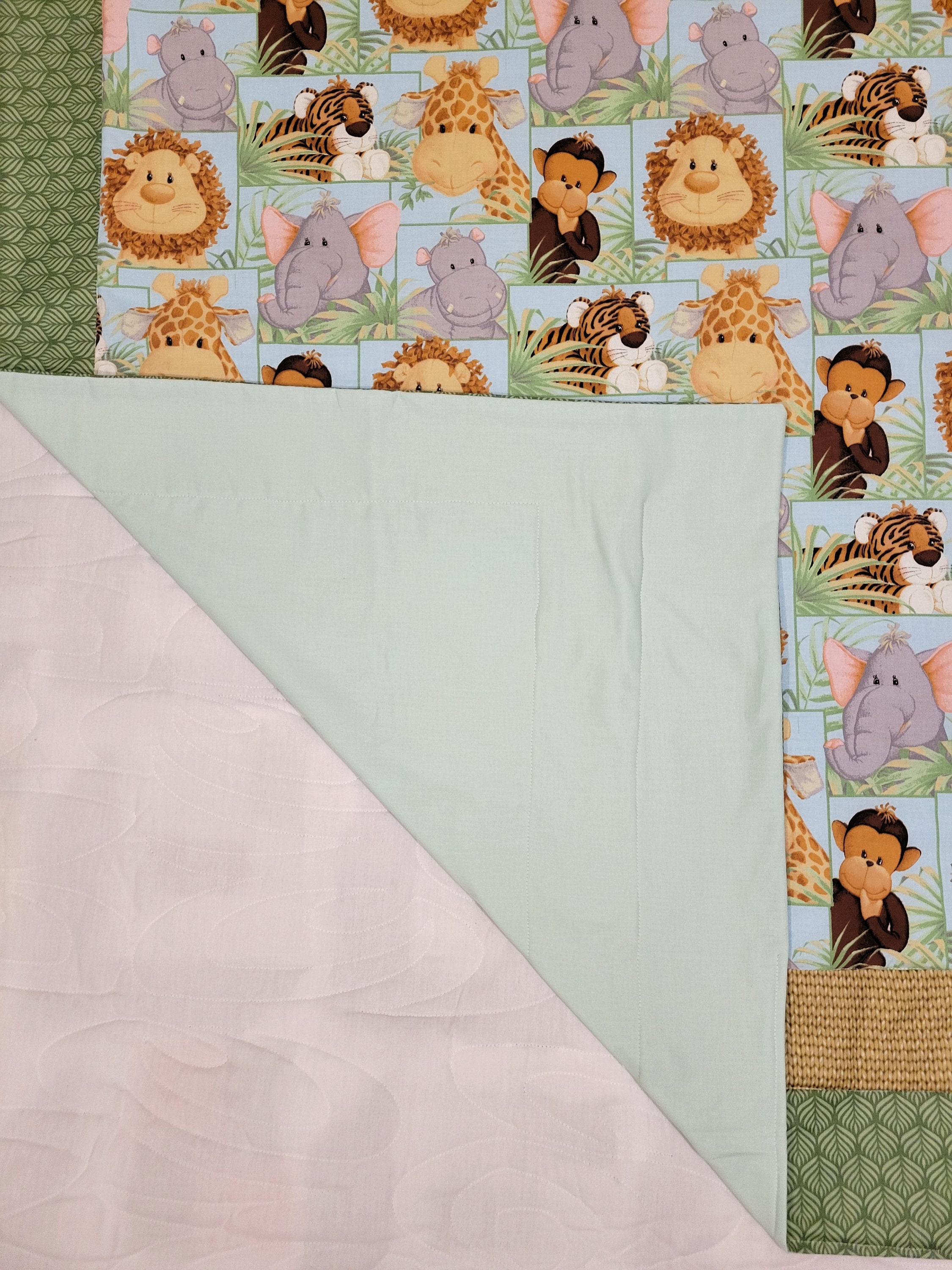 Jungle Safari Baby Blanket, Safari Nursery Bedding, Giraffe, Lion ...