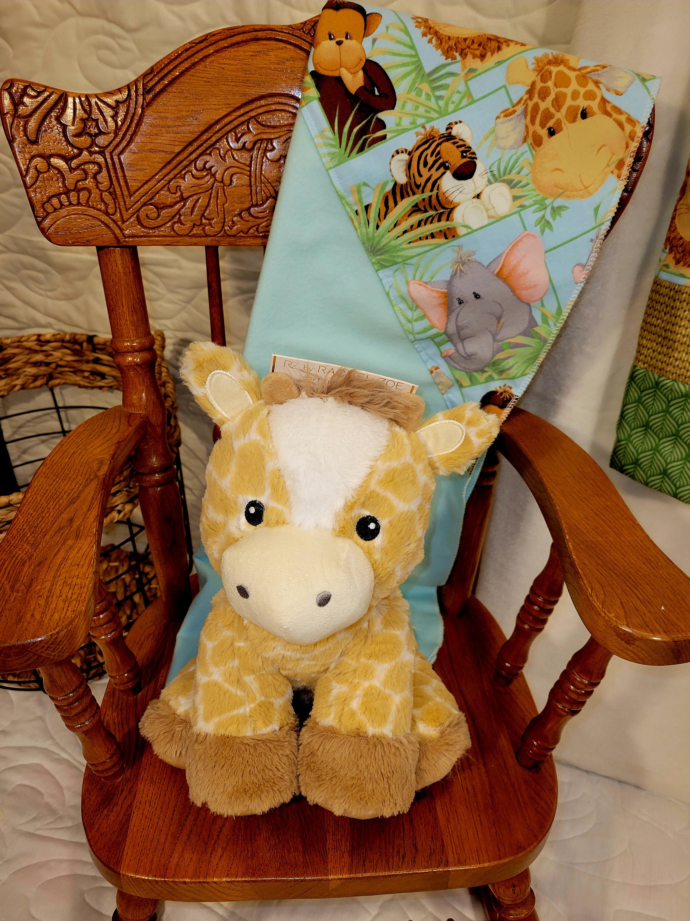 Jungle Safari Baby Blanket, Safari Nursery Bedding, Giraffe, Lion ...