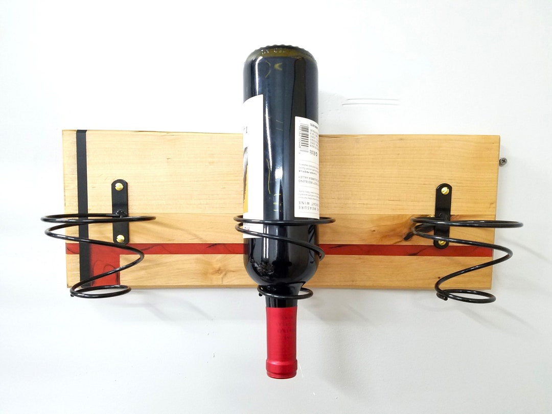 Wooden Wine Rack, Wood Wine Bottle Wall Rack, Handmade Three Bottle