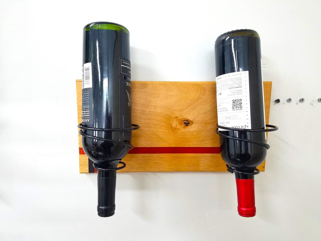 Wooden Wine Rack, Wood Wine Bottle Wall Rack, Handmade Two Bottle