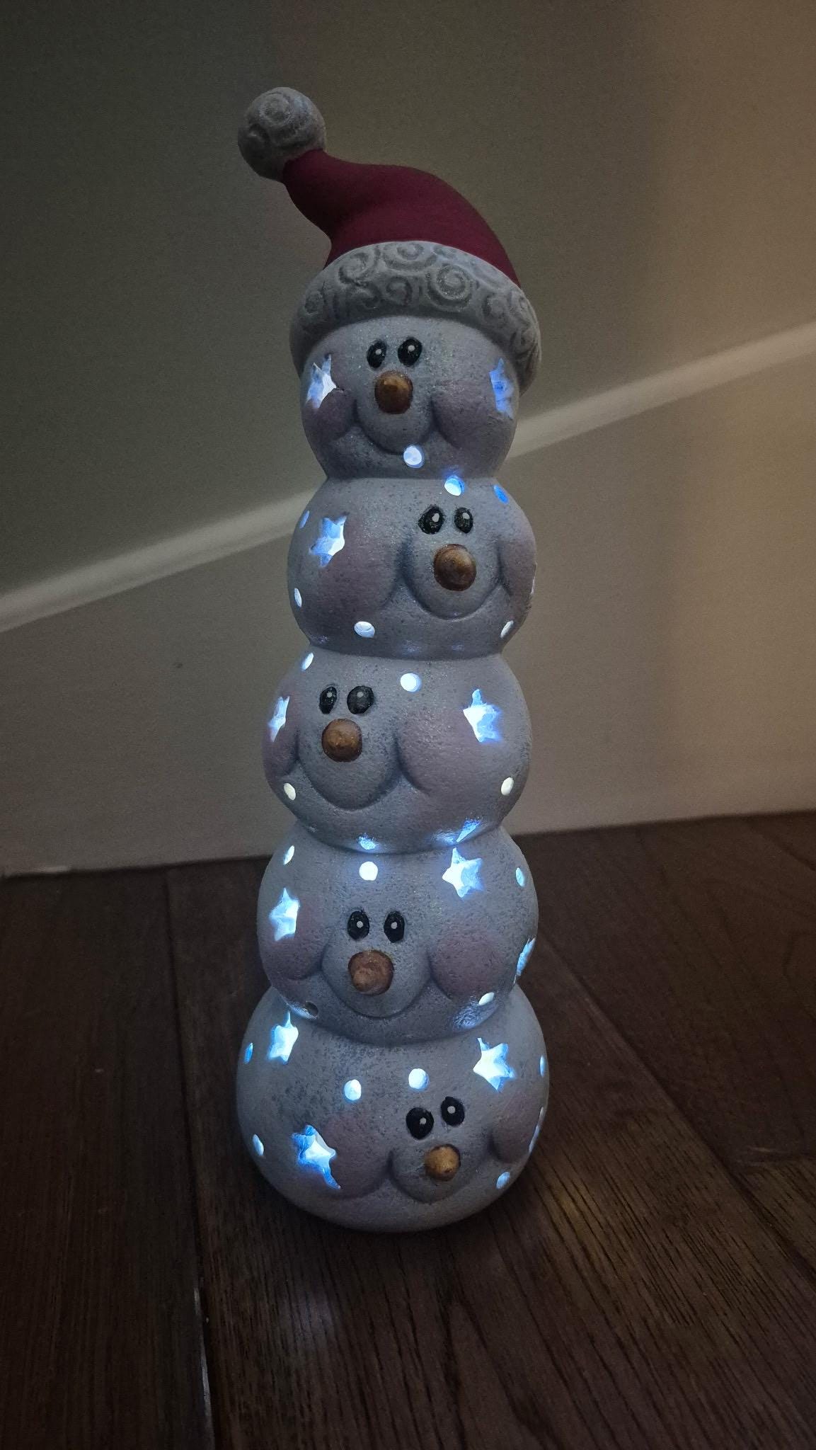 Snowman Stack 9 Inch Snowman Head Stack, Comes With Battery Operated Led Light ...