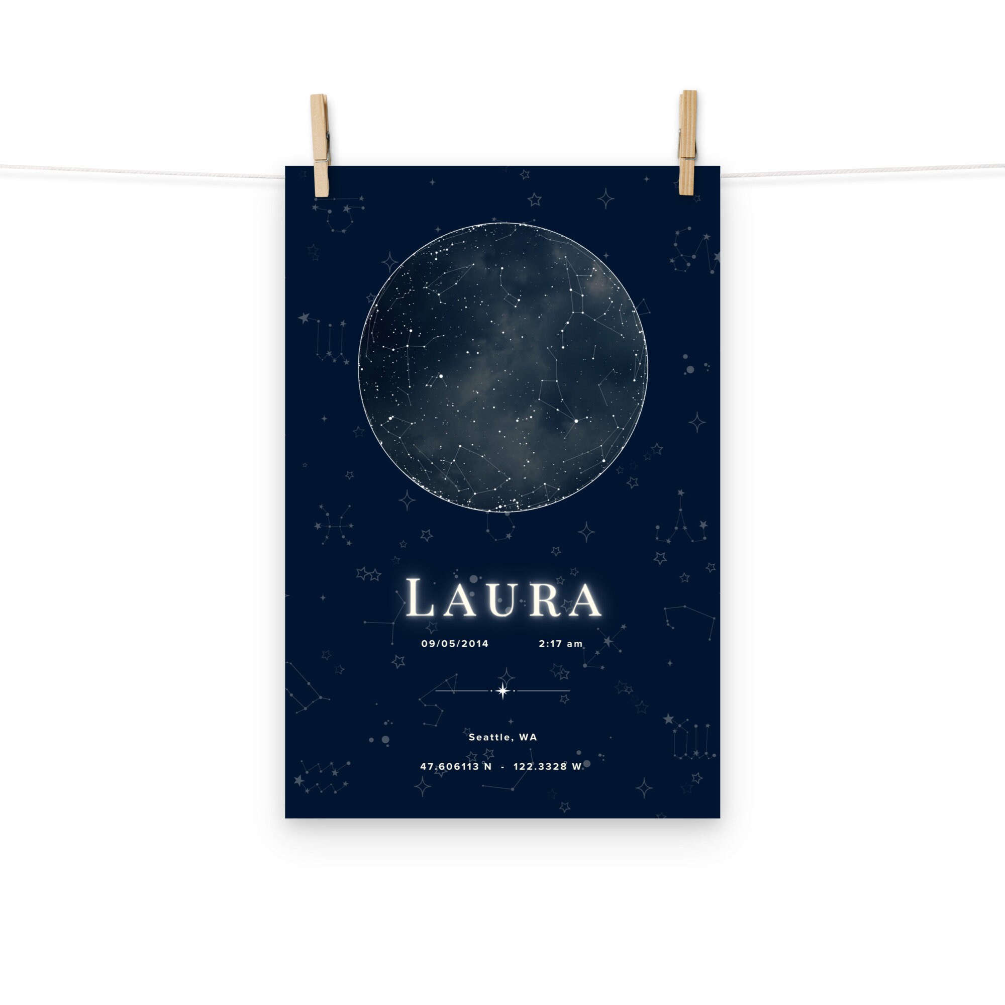 Custom Star Map Poster Personalized Night Sky Art Birthday