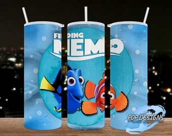 Nemo Inspired Tumbler, 20oz Skinny Tumbler, Straight, 20 oz. Designs, Nemo Dory Marlin png, Sublimation, tumbler designs, PNG file,