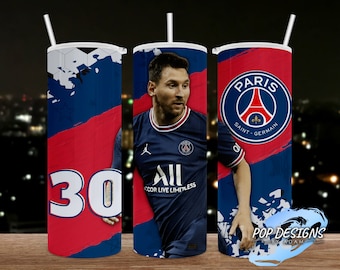 Leo Messi PSG Inspired Tumbler, 20oz Skinny Tumbler, Straight, 20 oz. Designs, Lionel png, Sublimation, tumbler designs, PNG file,