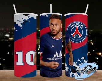 Neymar PSG Inspired Tumbler, 20oz Skinny Tumbler, Straight, 20 oz. Designs, Neymar png, Sublimation, tumbler designs, PNG file,