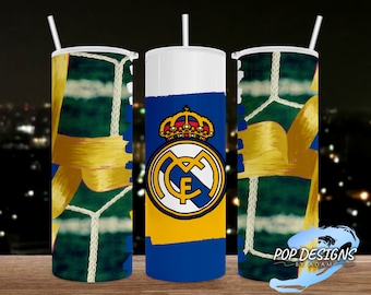 Real Madrid Inspired Tumbler, 20oz Skinny Tumbler, Straight, 20 oz. Designs, Soccer png, Sublimation, tumbler designs, PNG file,