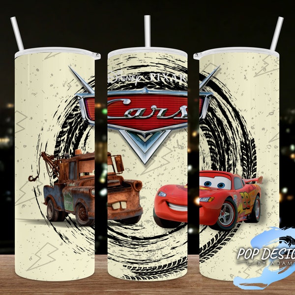 Cars inspired, 20oz Skinny Tumbler, Straight, 20 oz. Designs, Lightning McQueen png, Sublimation, tumbler designs, PNG file,