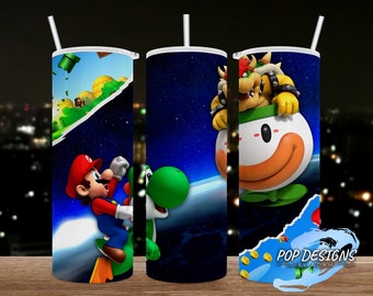 Mario inspired, 20oz Skinny Tumbler, Straight, 20 oz. Designs, Mario png, Sublimation, tumbler designs, PNG file,