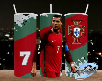 Cristiano Ronaldo Inspired Tumbler, 20oz Skinny Tumbler, Straight, 20 oz. Designs, Ronaldo png, Sublimation, tumbler designs, PNG file,