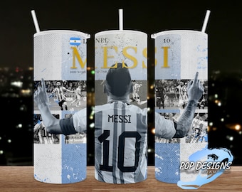 Leo Messi Inspired Tumbler, 20oz Skinny Tumbler, Straight, 20 oz. Designs, Lionel Argentina png, Sublimation, tumbler designs, PNG file,