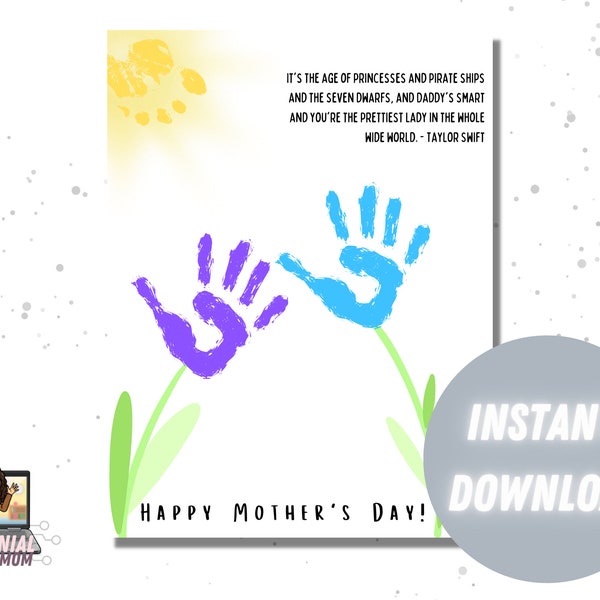 Mother's Day | DIY | Gift | Flowers, Garden, Sun | Taylor Swift Megan Trainer Lyrics | Handprint Footprint Gift |  from kids