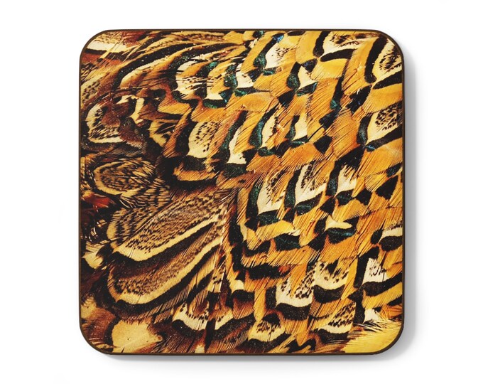 Black and Gold Pheasant Hardboard Back Coaster